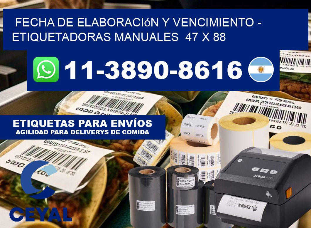 fecha de elaboración y vencimiento - Etiquetadoras Manuales 47 x 88