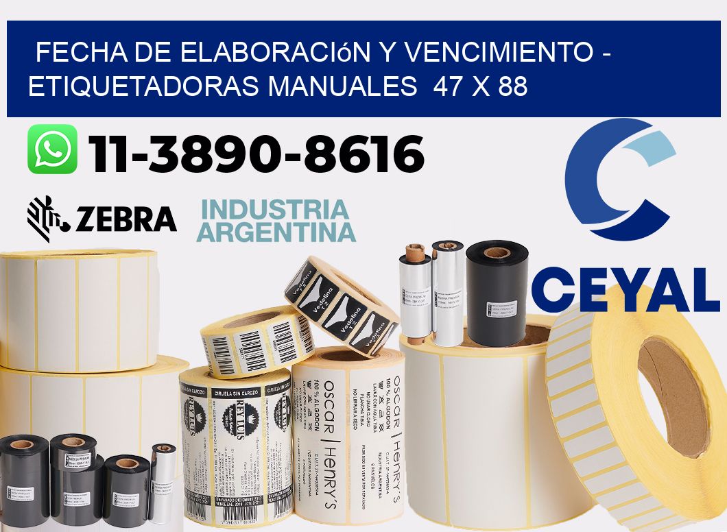 fecha de elaboración y vencimiento - Etiquetadoras Manuales 47 x 88