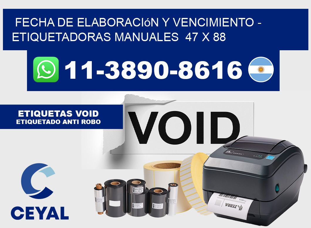 fecha de elaboración y vencimiento - Etiquetadoras Manuales 47 x 88