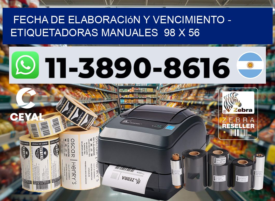 fecha de elaboración y vencimiento - Etiquetadoras Manuales 98 x 56