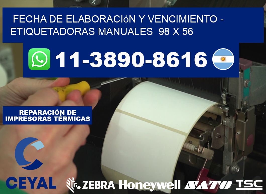 fecha de elaboración y vencimiento - Etiquetadoras Manuales 98 x 56