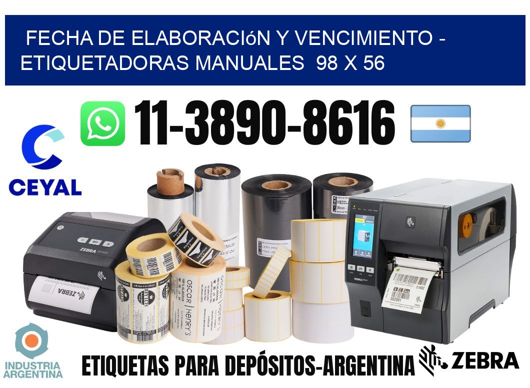 fecha de elaboración y vencimiento - Etiquetadoras Manuales 98 x 56