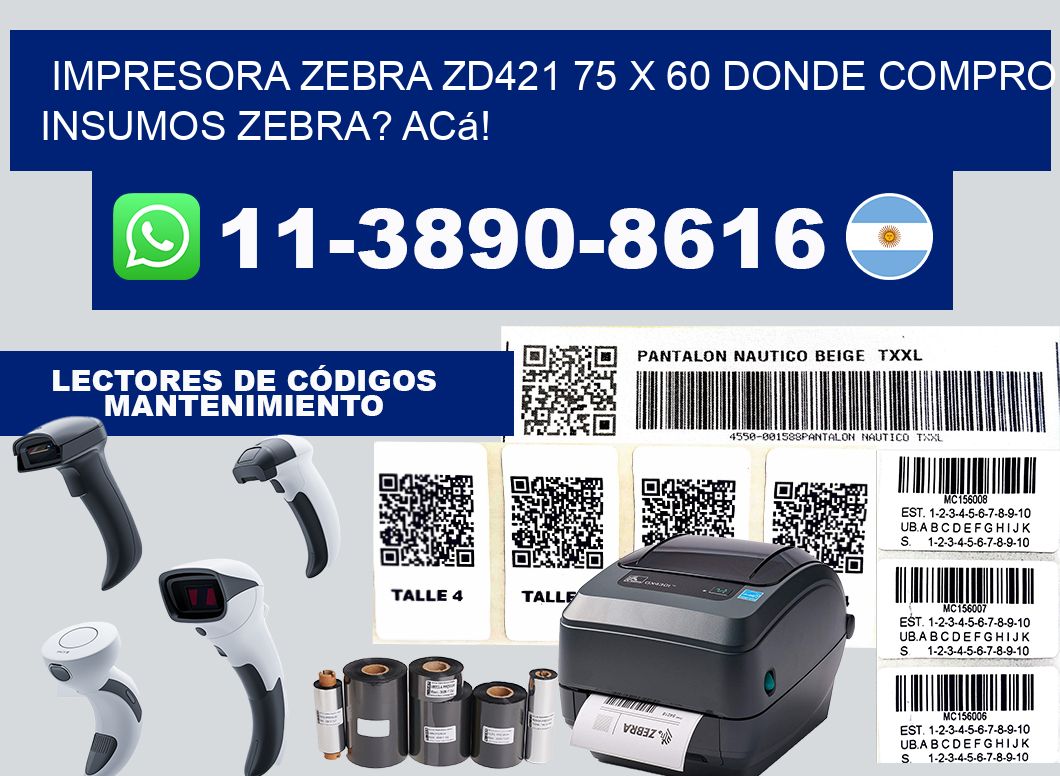 impresora zebra zd421 75 x 60 Donde compro insumos zebra? Acá!