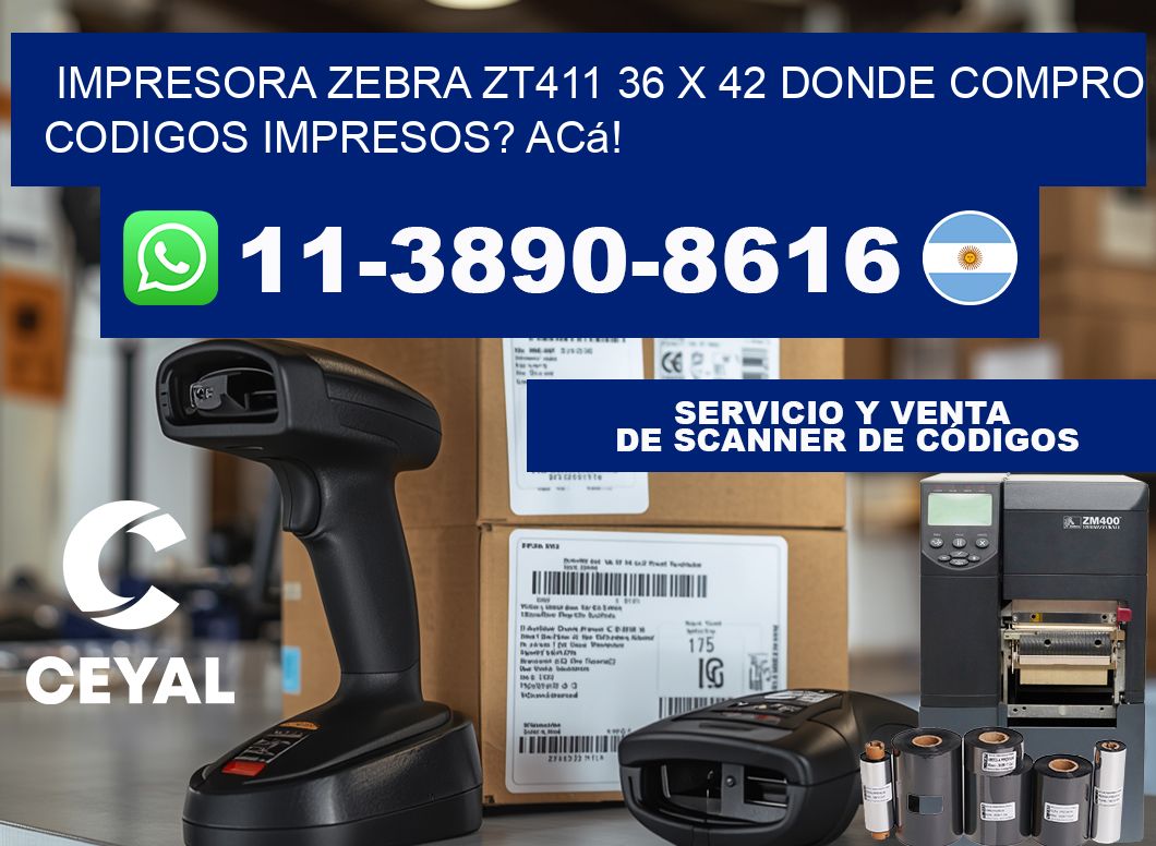 impresora zebra zt411 36 x 42 Donde compro codigos impresos? Acá!