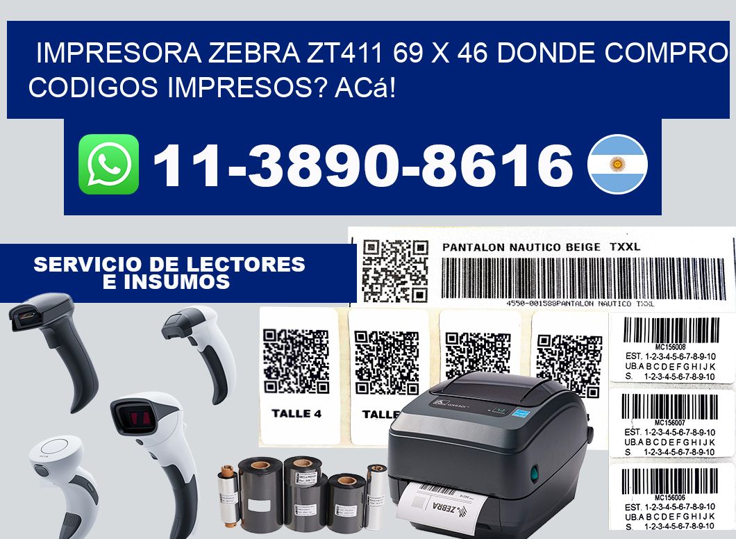impresora zebra zt411 69 x 46 Donde compro codigos impresos? Acá!