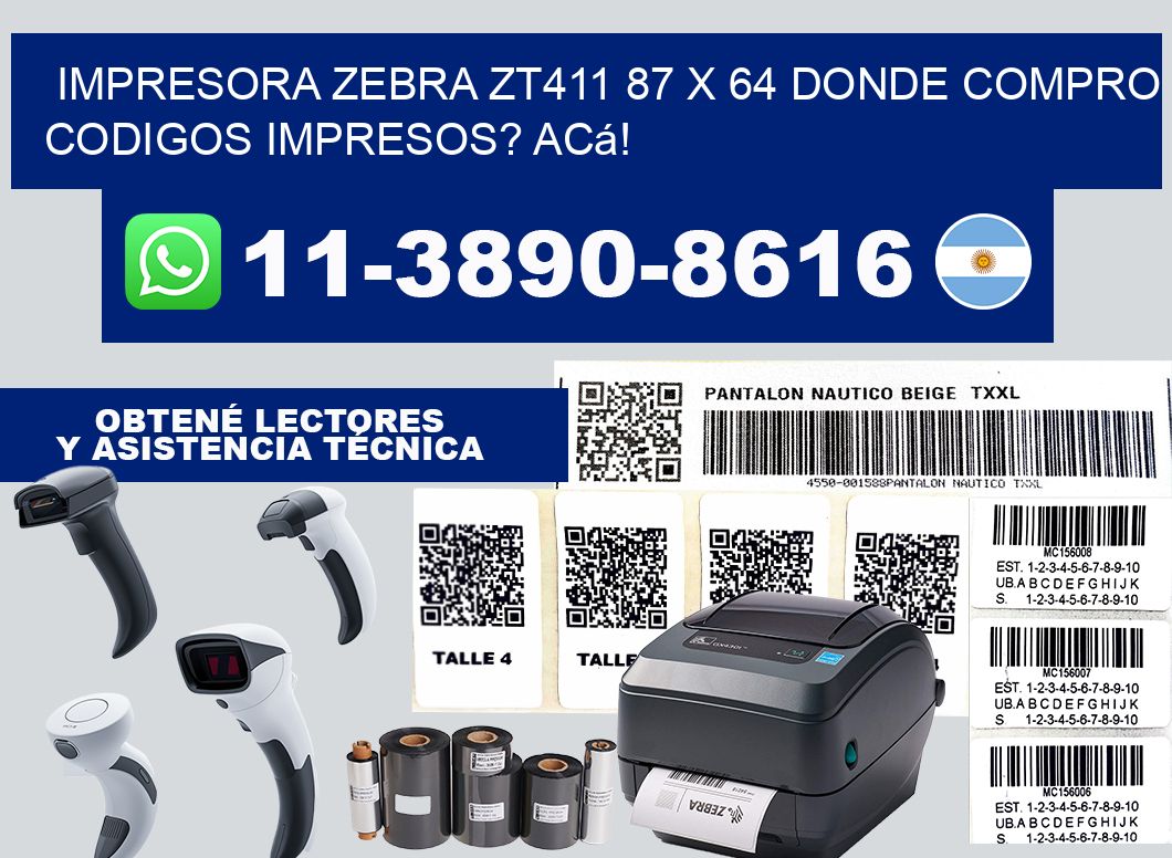 impresora zebra zt411 87 x 64 Donde compro codigos impresos? Acá!