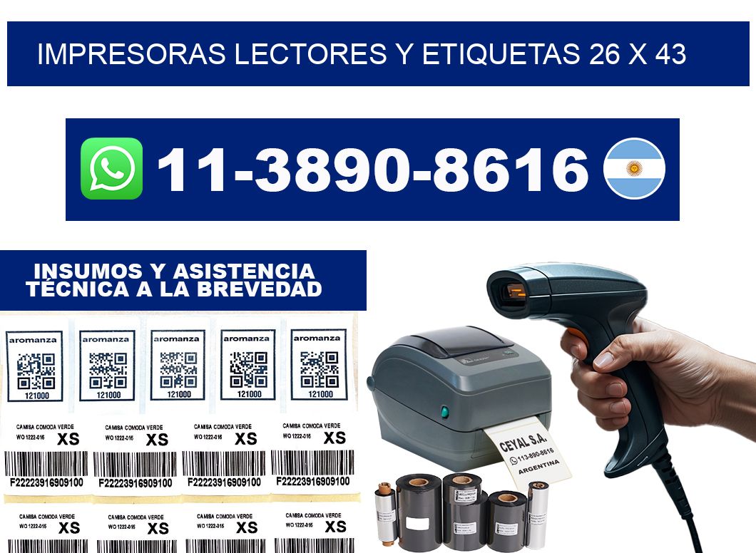 impresoras lectores y etiquetas 26 x 43