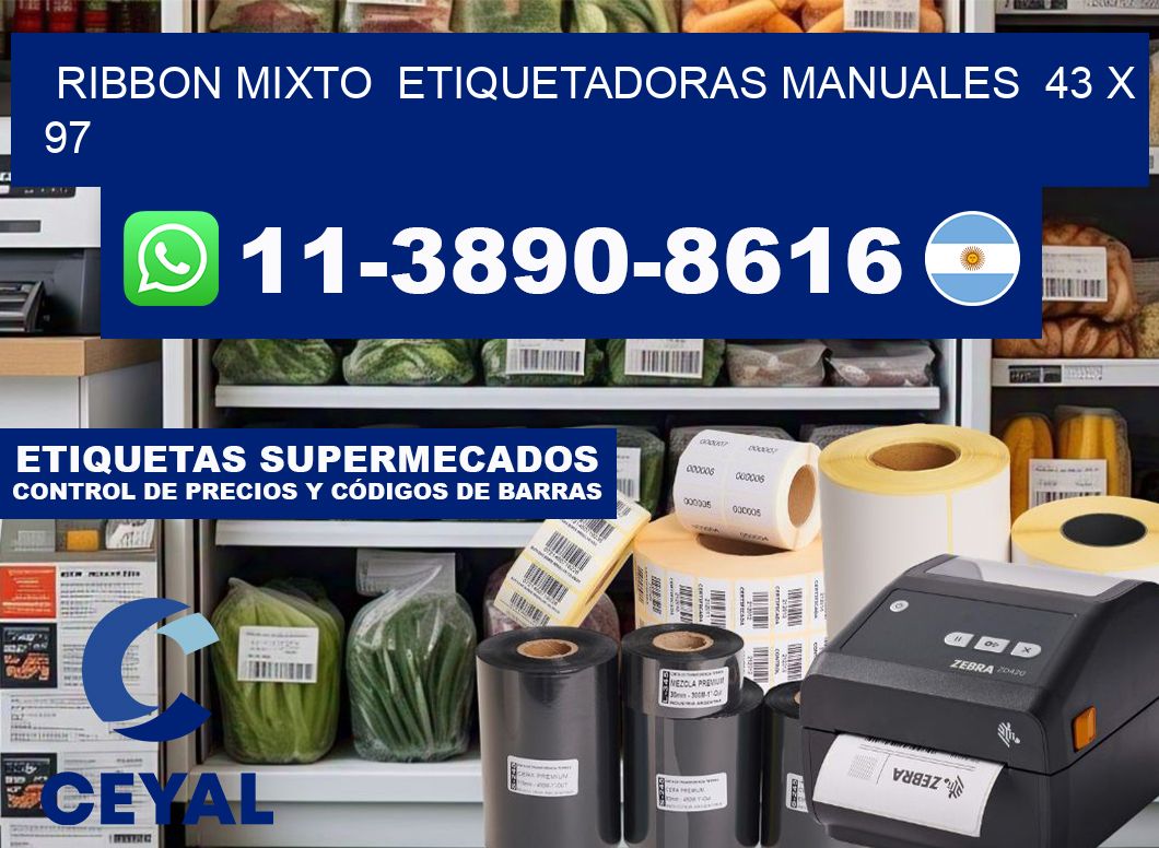 ribbon mixto  Etiquetadoras Manuales  43 x 97