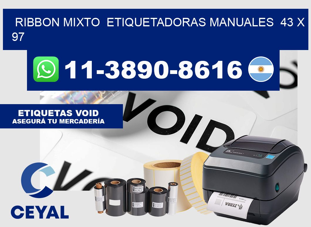ribbon mixto  Etiquetadoras Manuales  43 x 97