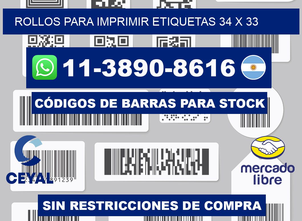 rollos para imprimir etiquetas 34 x 33
