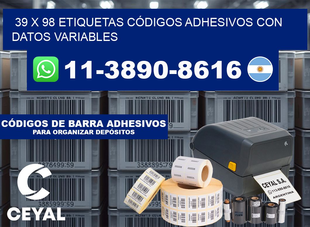 39 x 98 ETIQUETAS CÓDIGOS ADHESIVOS CON DATOS VARIABLES