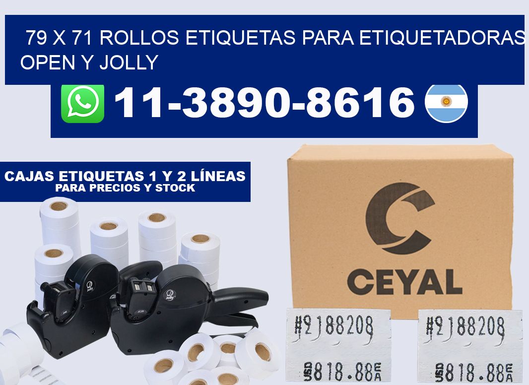 79 x 71 Rollos etiquetas para etiquetadoras open y jolly