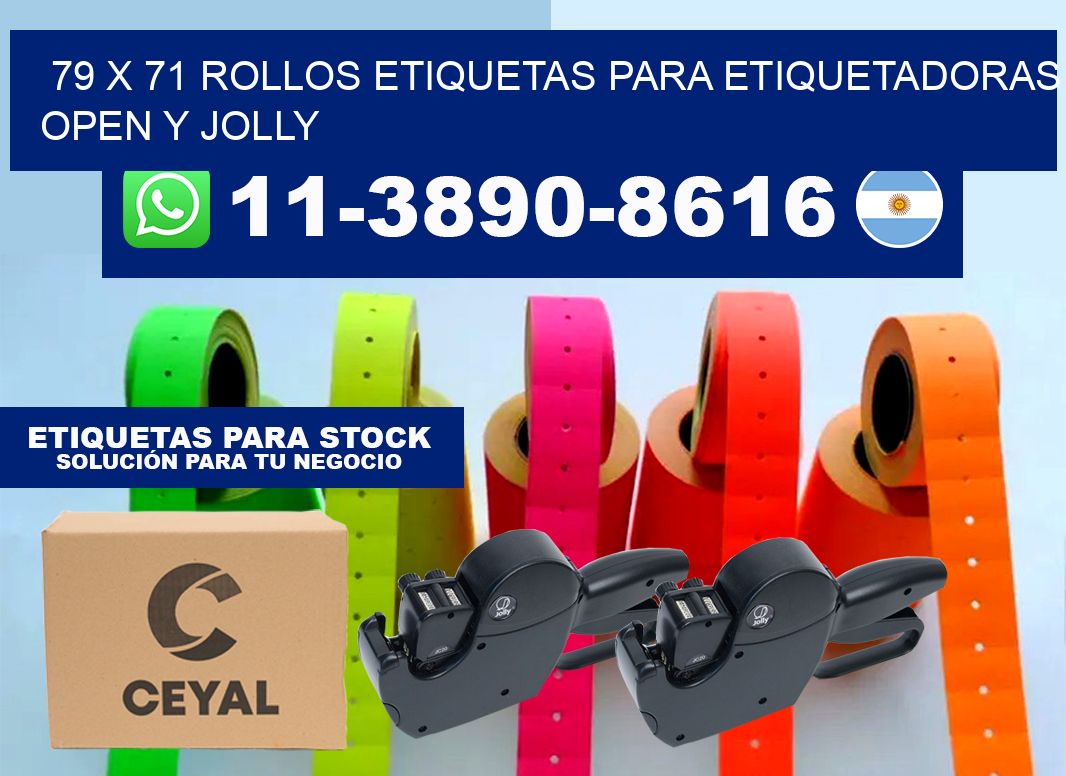 79 x 71 Rollos etiquetas para etiquetadoras open y jolly
