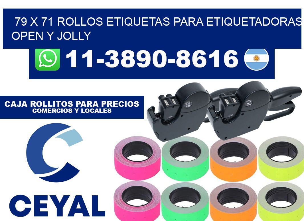 79 x 71 Rollos etiquetas para etiquetadoras open y jolly
