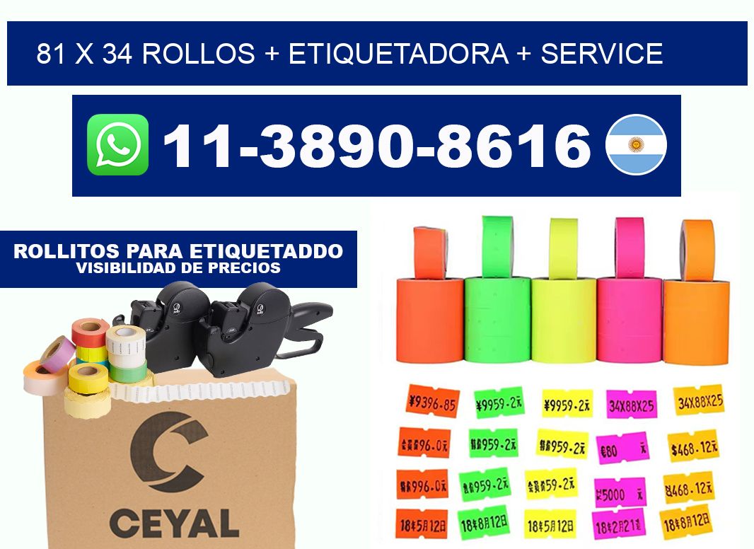 81 x 34 rollos + etiquetadora + service