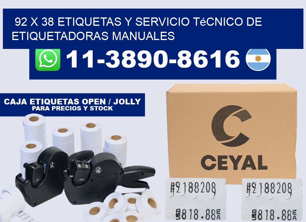 92 x 38 etiquetas y servicio técnico de etiquetadoras manuales