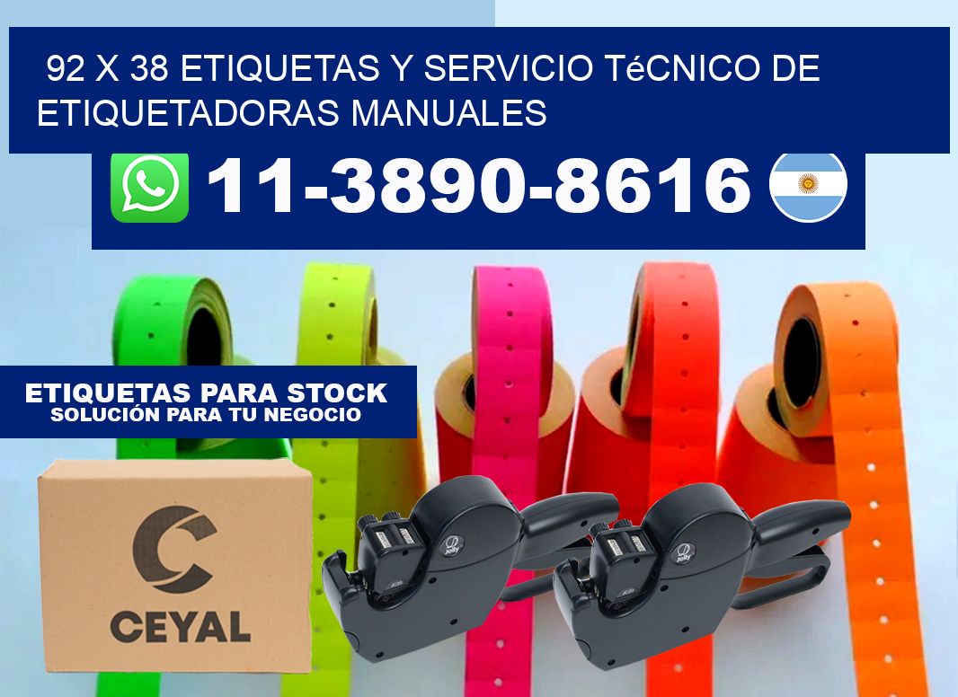 92 x 38 etiquetas y servicio técnico de etiquetadoras manuales