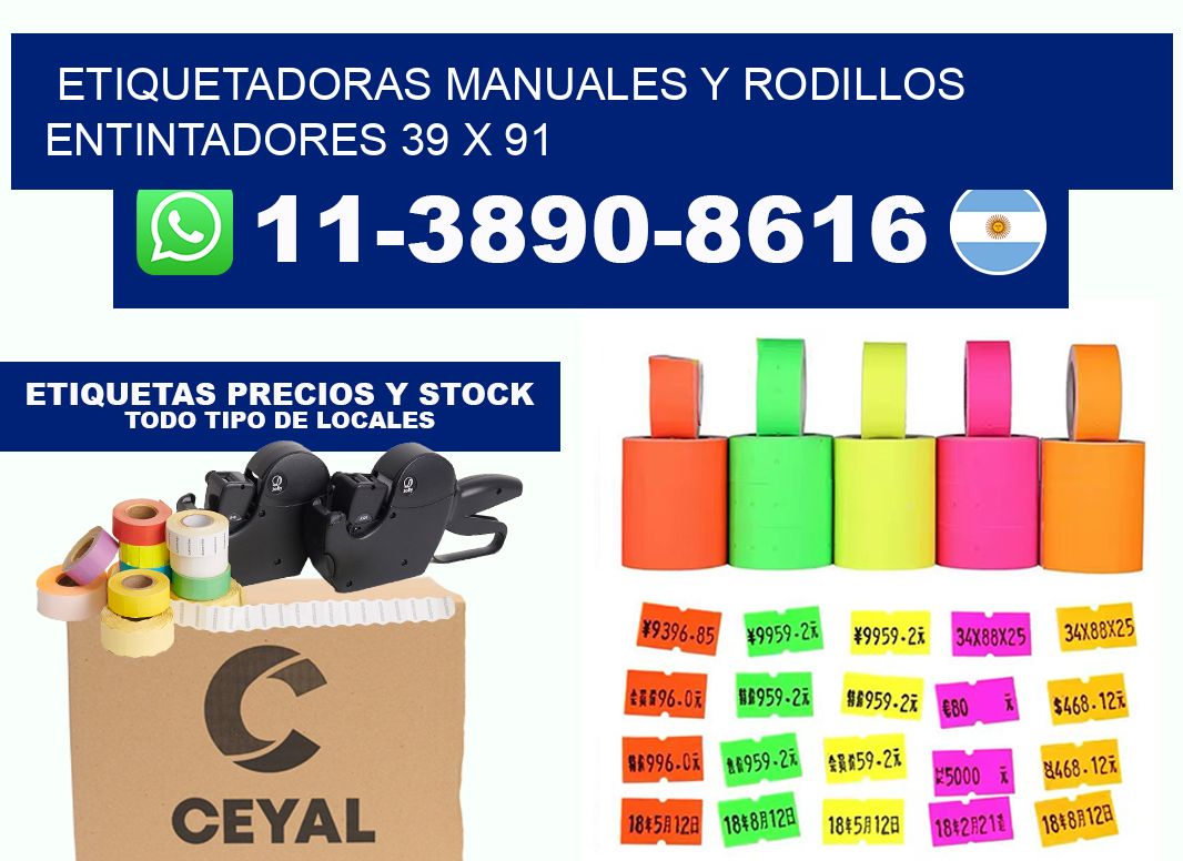 Etiquetadoras manuales y rodillos entintadores 39 x 91
