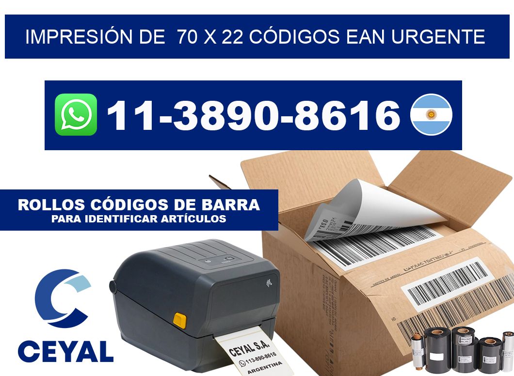 IMPRESIÓN DE  70 x 22 CÓDIGOS EAN URGENTE