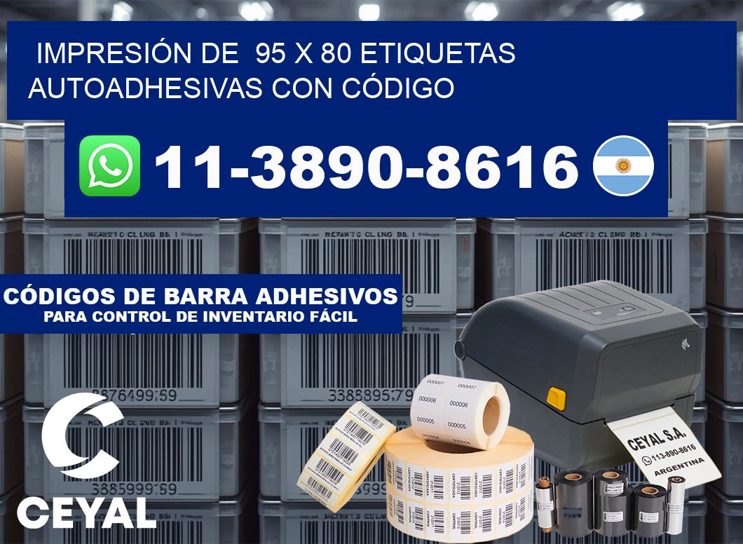 IMPRESIÓN DE  95 x 80 ETIQUETAS AUTOADHESIVAS CON CÓDIGO