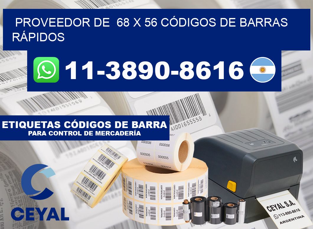PROVEEDOR DE  68 x 56 CÓDIGOS DE BARRAS RÁPIDOS
