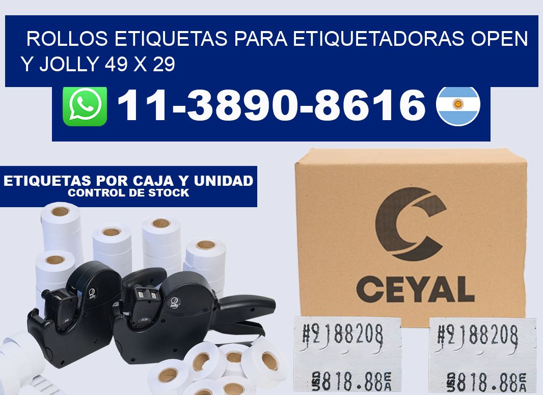 Rollos etiquetas para etiquetadoras open y jolly 49 x 29