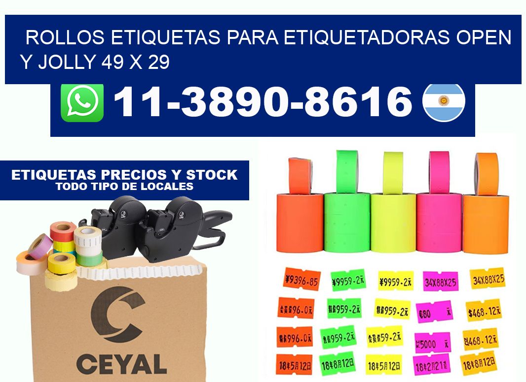 Rollos etiquetas para etiquetadoras open y jolly 49 x 29