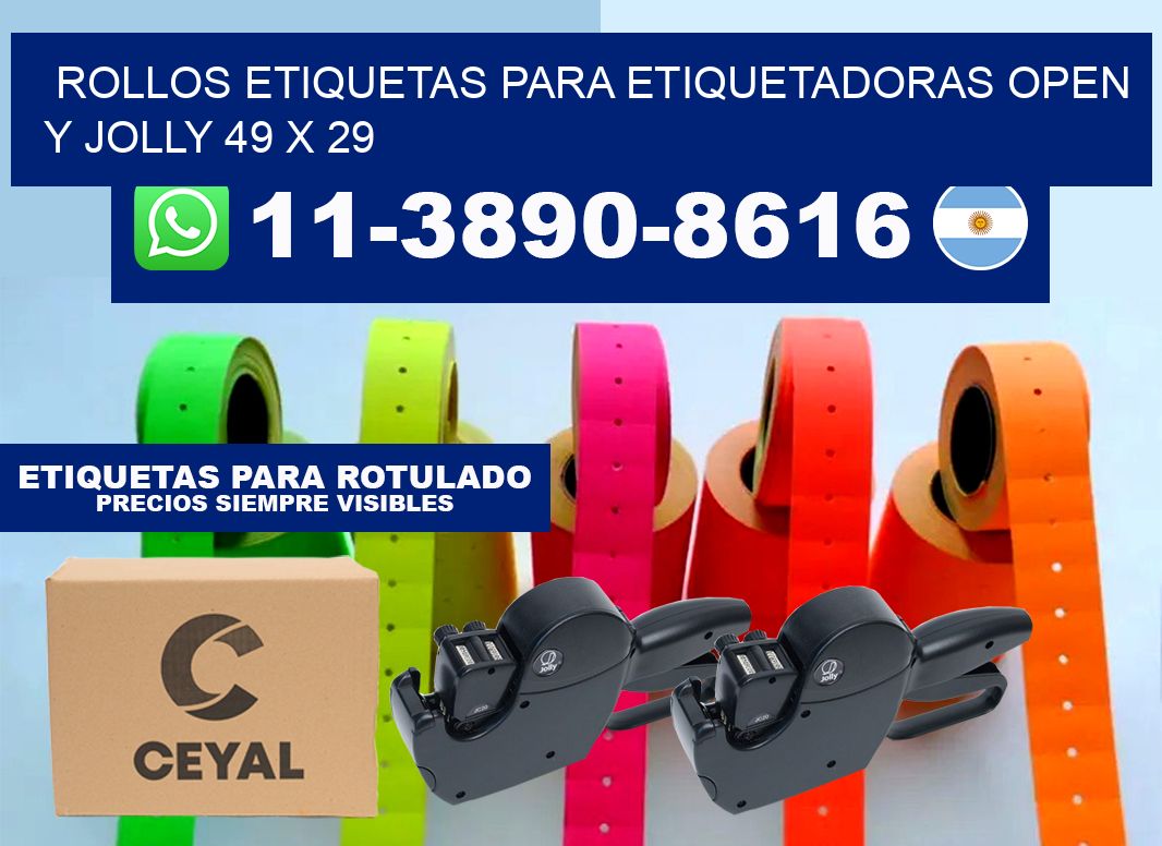 Rollos etiquetas para etiquetadoras open y jolly 49 x 29