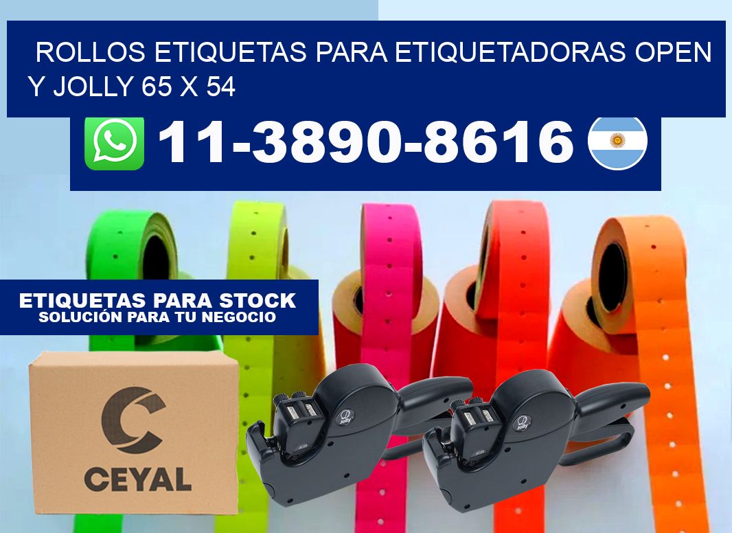 Rollos etiquetas para etiquetadoras open y jolly 65 x 54