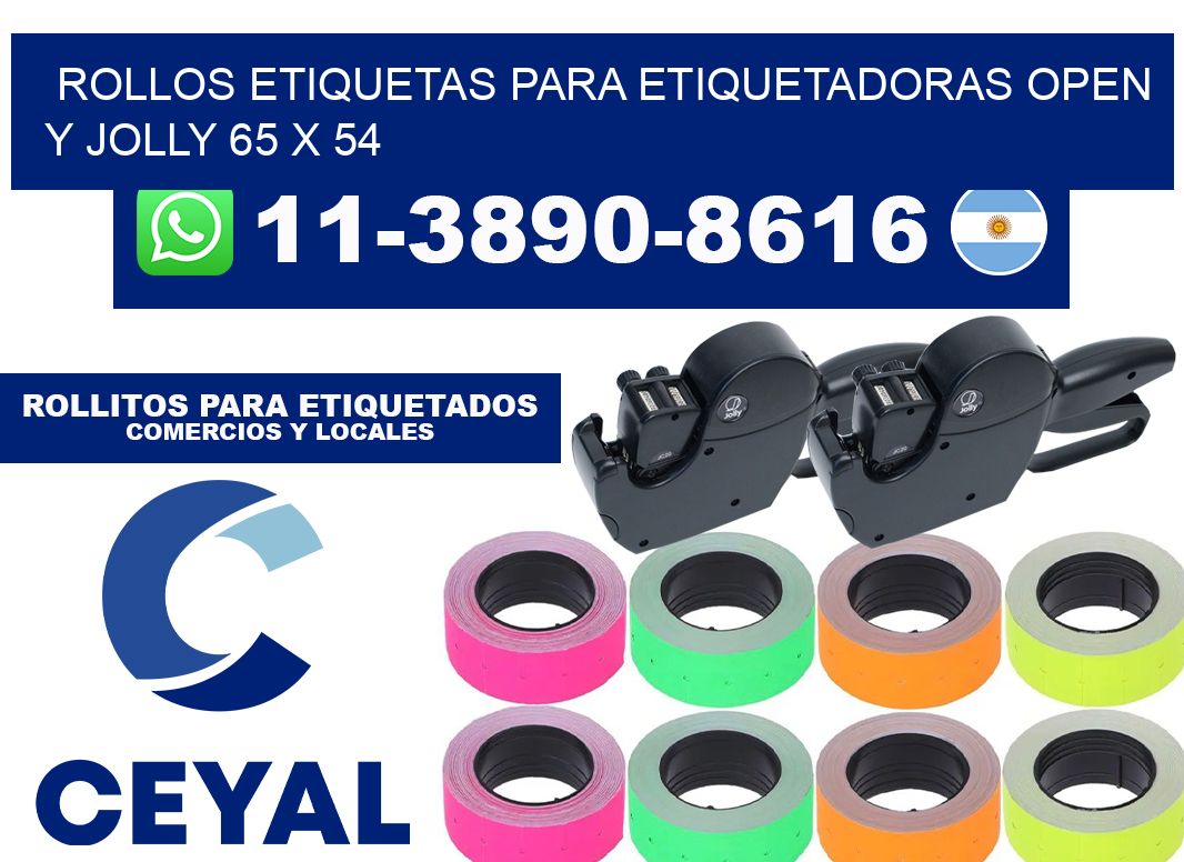 Rollos etiquetas para etiquetadoras open y jolly 65 x 54
