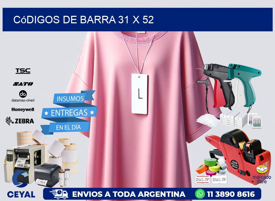 códigos de barra 31 x 52