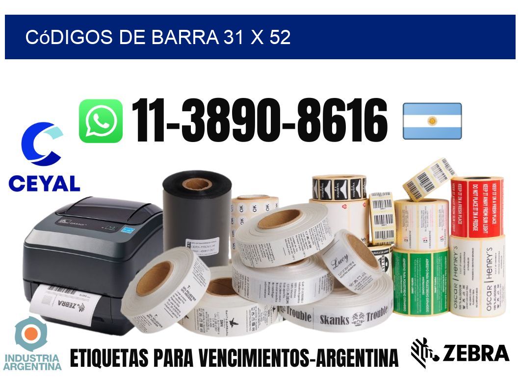 códigos de barra 31 x 52