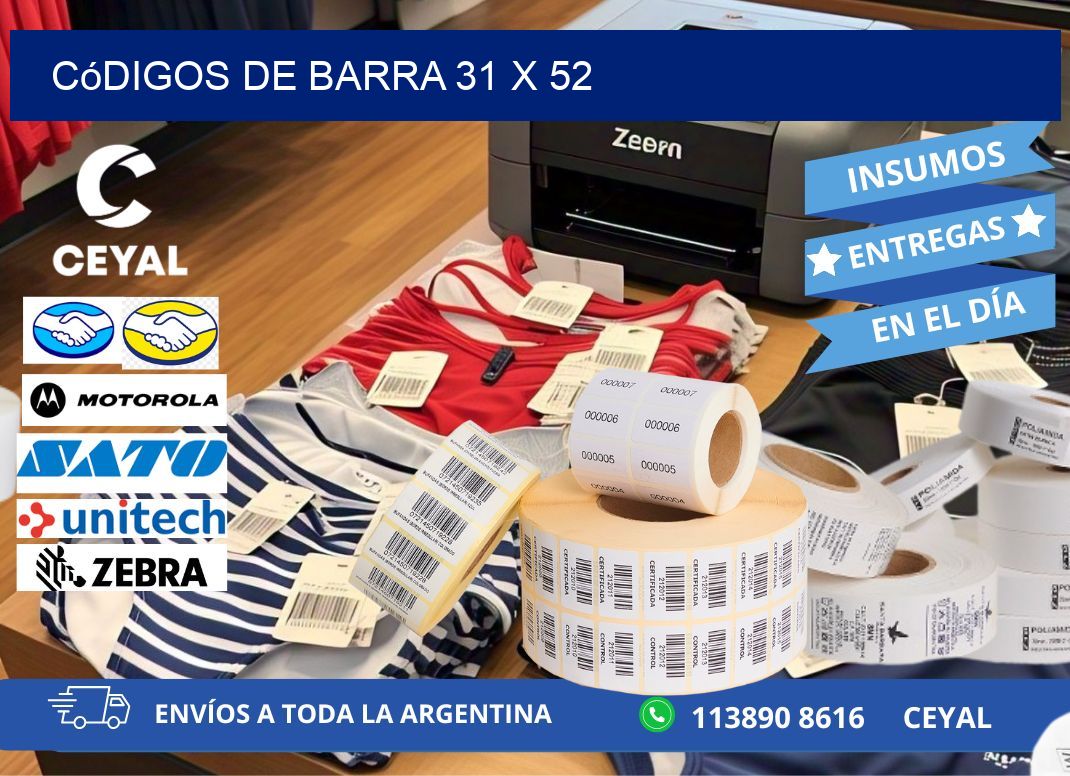 códigos de barra 31 x 52