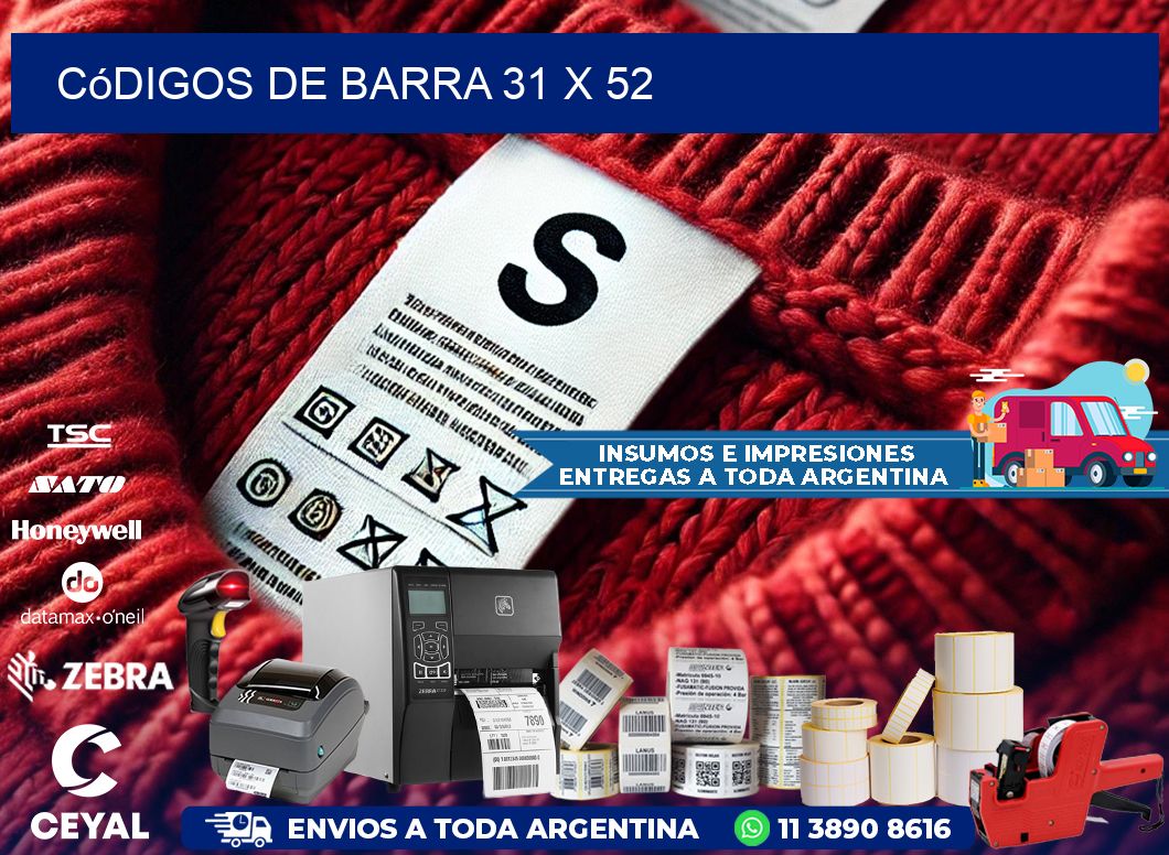 códigos de barra 31 x 52