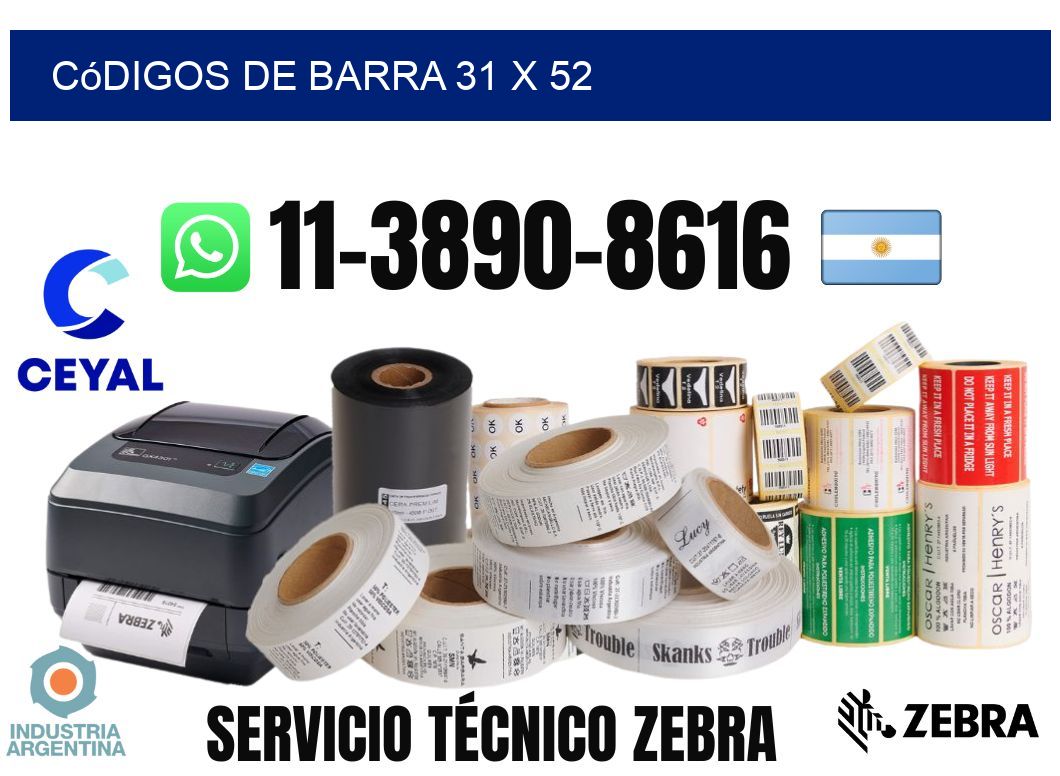 códigos de barra 31 x 52
