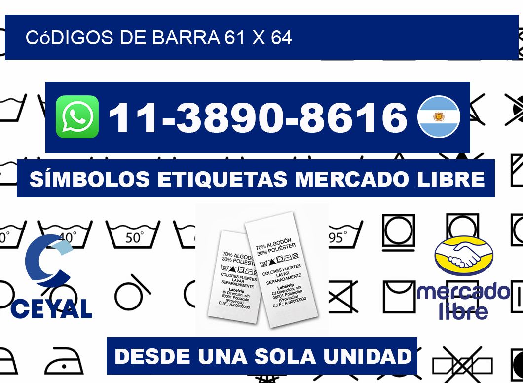 códigos de barra 61 x 64
