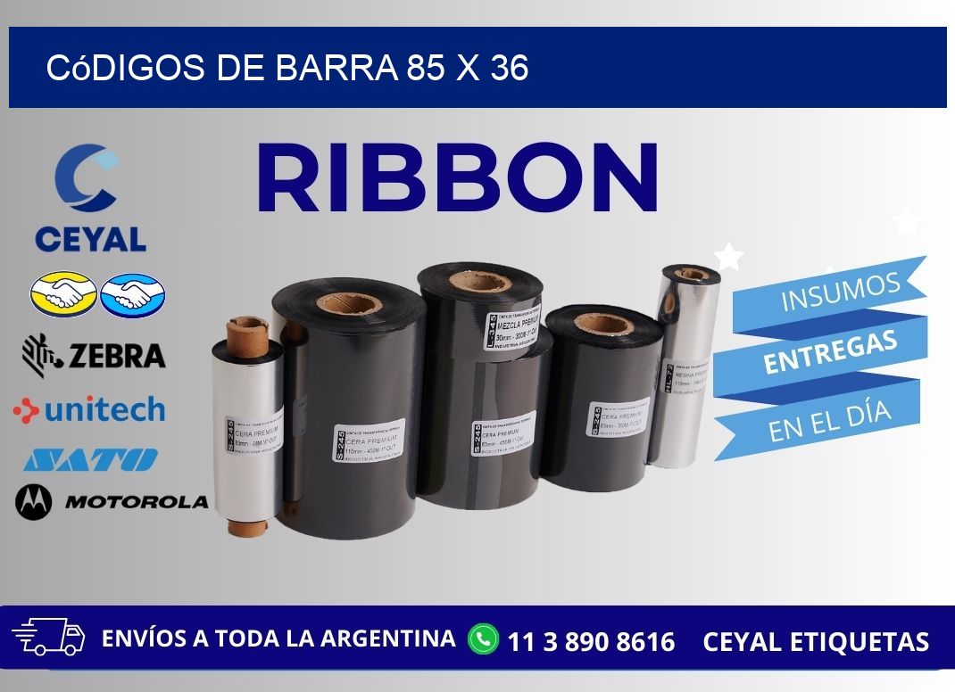 códigos de barra 85 x 36