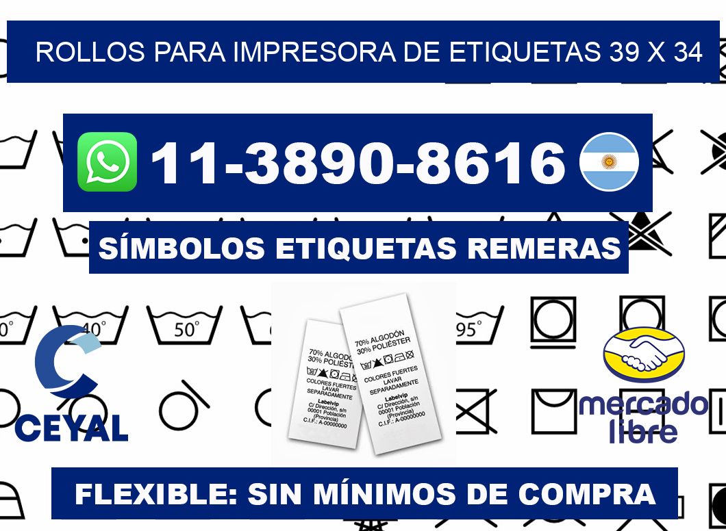 rollos para impresora de etiquetas 39 x 34