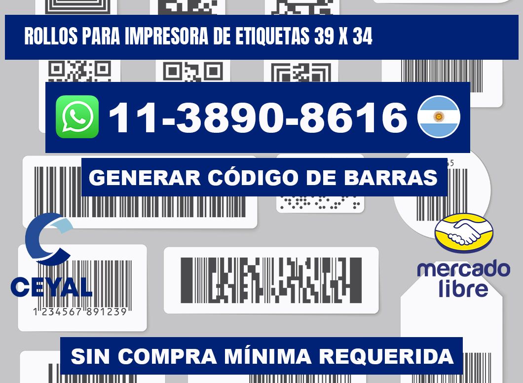 rollos para impresora de etiquetas 39 x 34