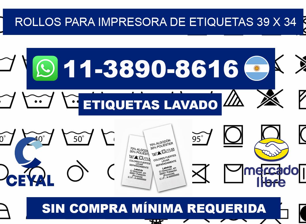 rollos para impresora de etiquetas 39 x 34
