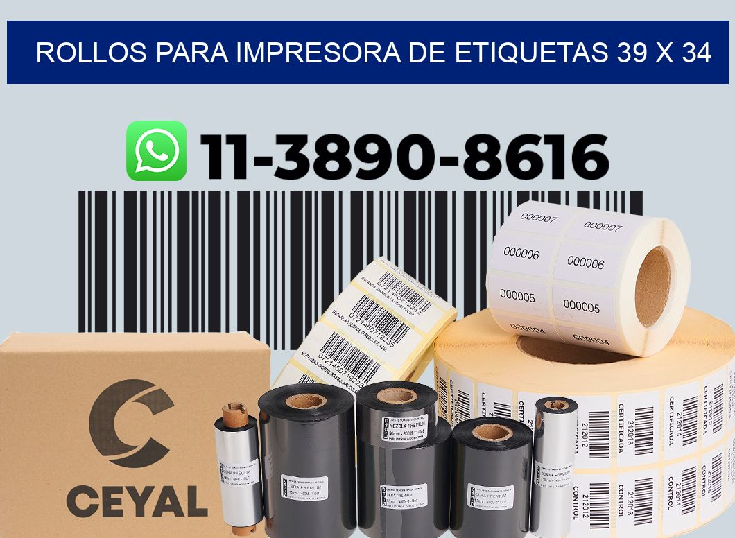 rollos para impresora de etiquetas 39 x 34