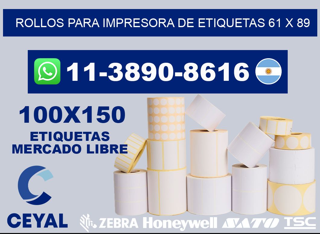 rollos para impresora de etiquetas 61 x 89