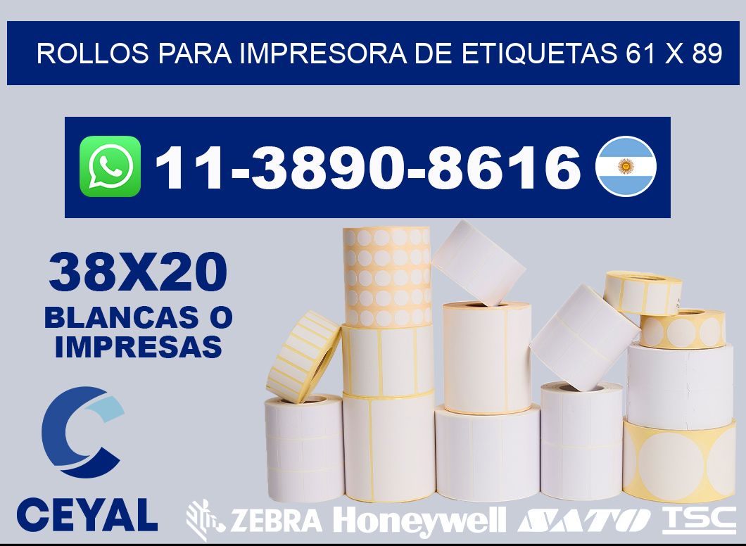 rollos para impresora de etiquetas 61 x 89