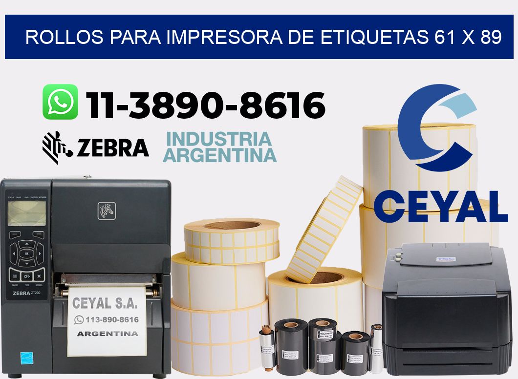rollos para impresora de etiquetas 61 x 89