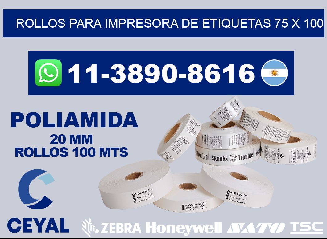 rollos para impresora de etiquetas 75 x 100