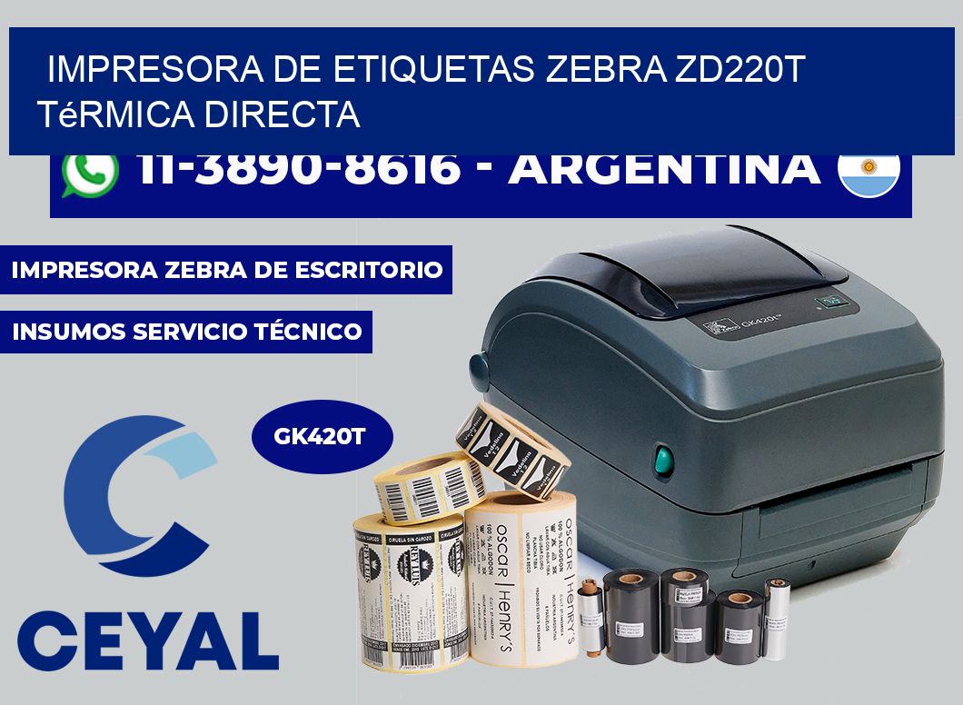 impresora de etiquetas zebra ZD220T térmica directa
