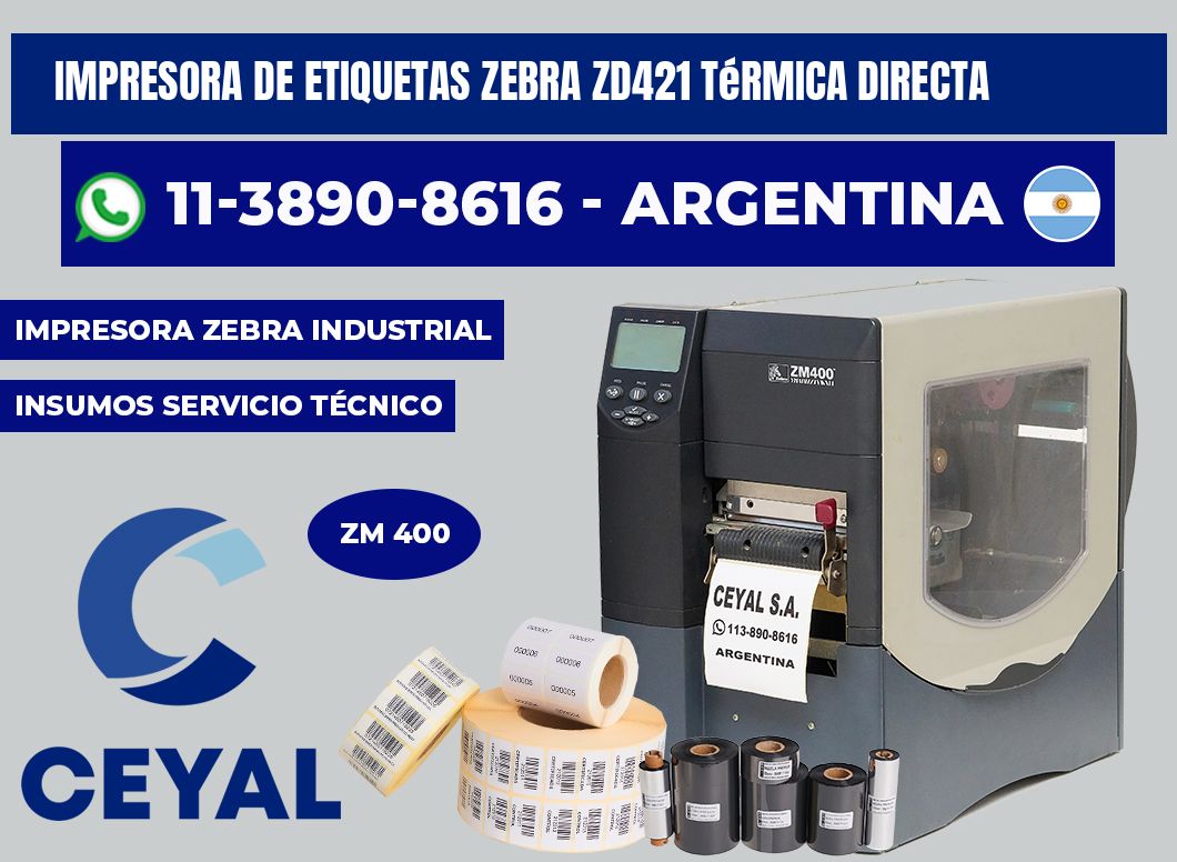 impresora de etiquetas zebra ZD421 térmica directa