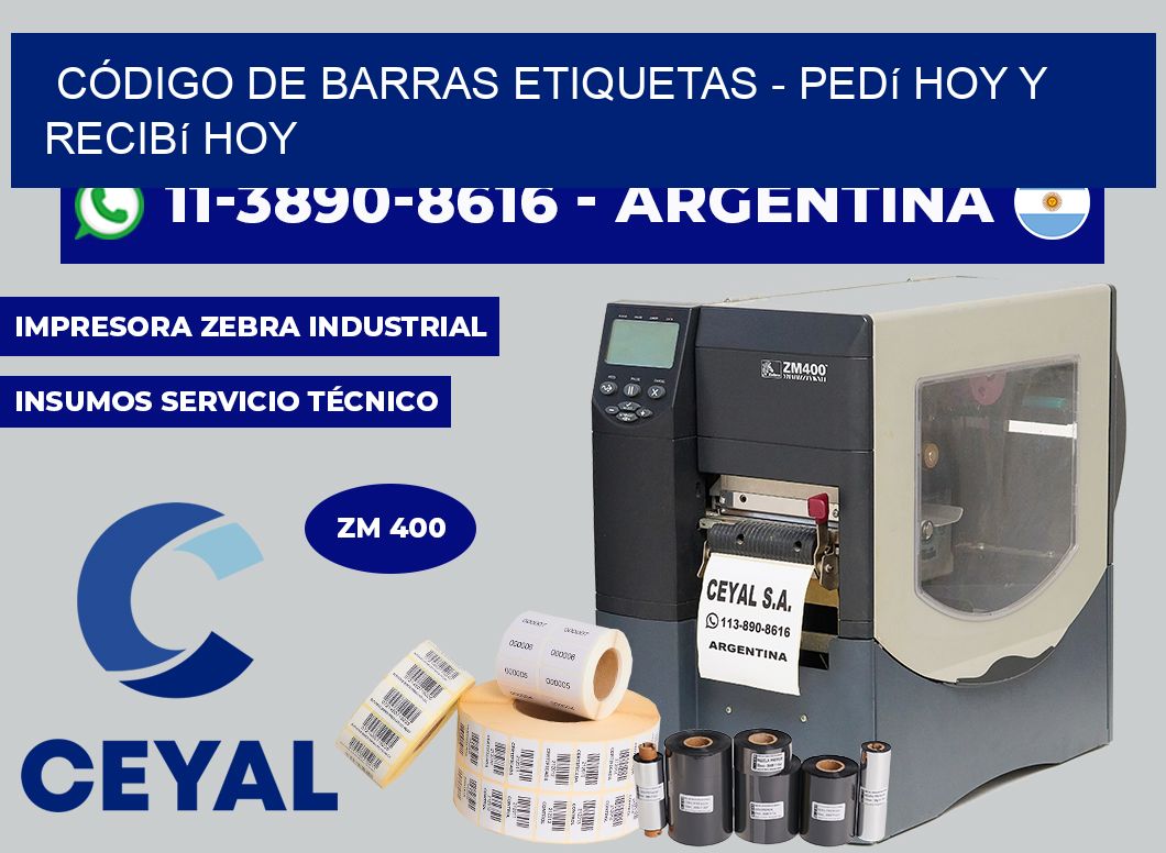 CÓDIGO DE BARRAS ETIQUETAS - Pedí hoy y recibí hoy