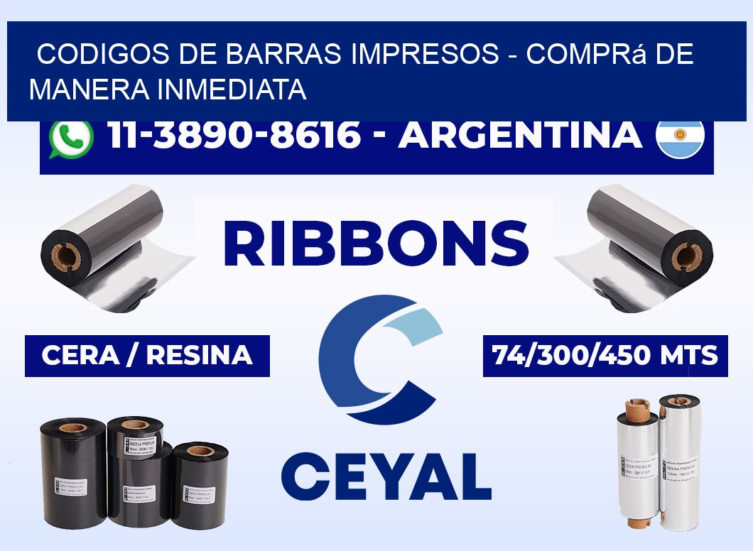 CODIGOS DE BARRAS IMPRESOS - Comprá de manera inmediata