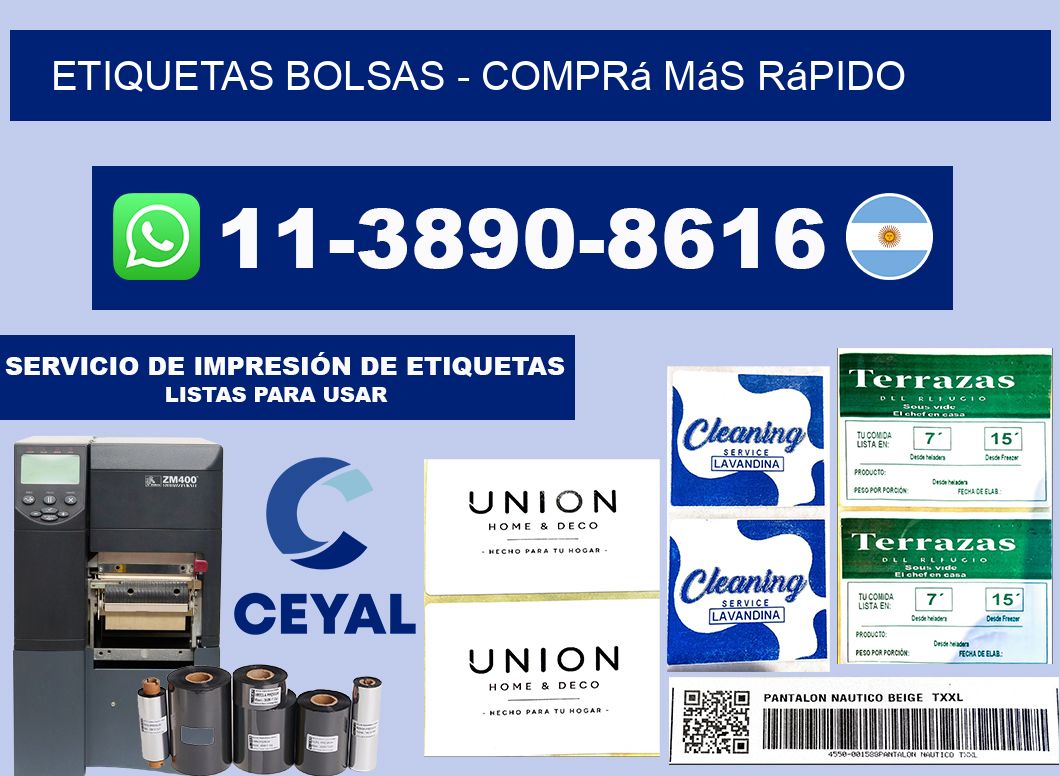 ETIQUETAS BOLSAS - Comprá más rápido